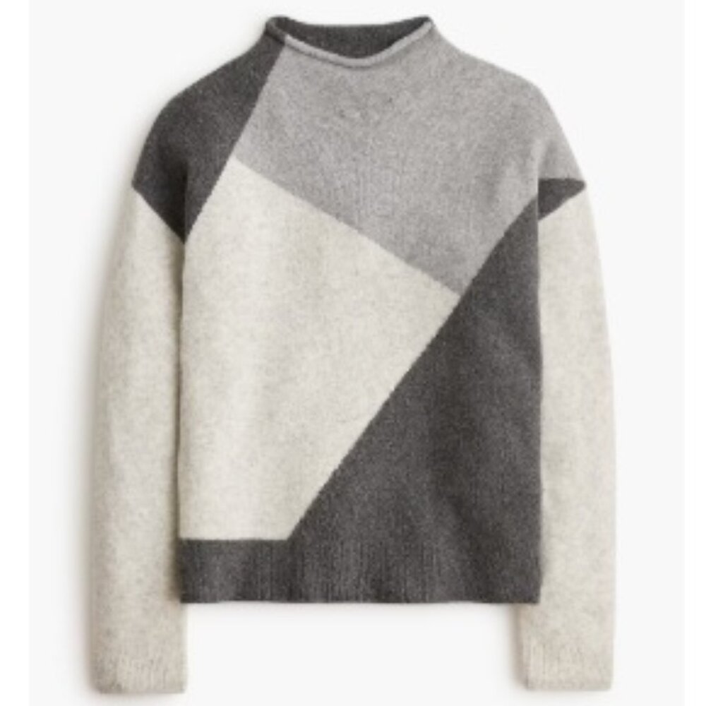 JCrew Factory Colorblock mockneck sweater in supersoft yarn